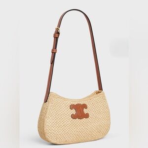 CELINE MEDIUM TILLY BAG IN RAFFIA AND CALFSKIN